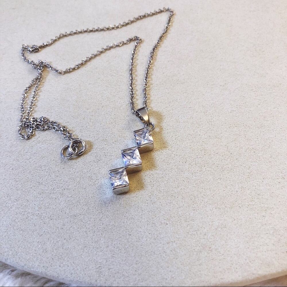 Sterling Silver Trio Crystal Necklace - Picture 5 of 8